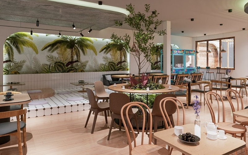 Mẫu thiết kế quán cafe phong cách Địa Trung Hải