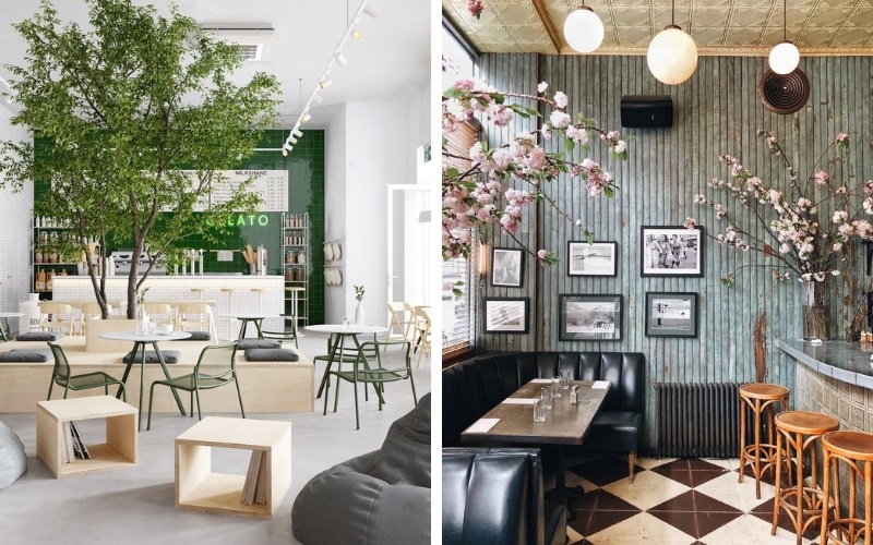 Bố trí nội thất tạo điểm nhấn cho quán cafe ngang 4m