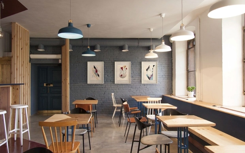Nét đơn giản của kiến trúc nội thất quán cafe