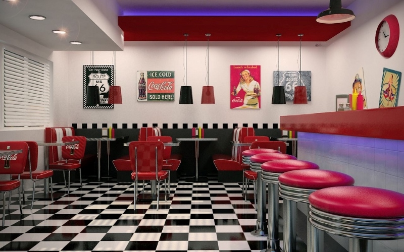 Thiết kế quán cafe phong cách Retro với các gam màu nổi bật
