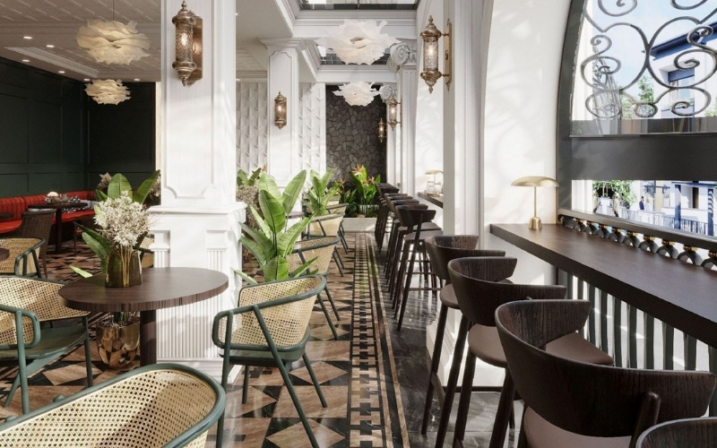 Thiết kế quán cafe phong cách cổ điển kết hợp giữa không gian mở và đóng