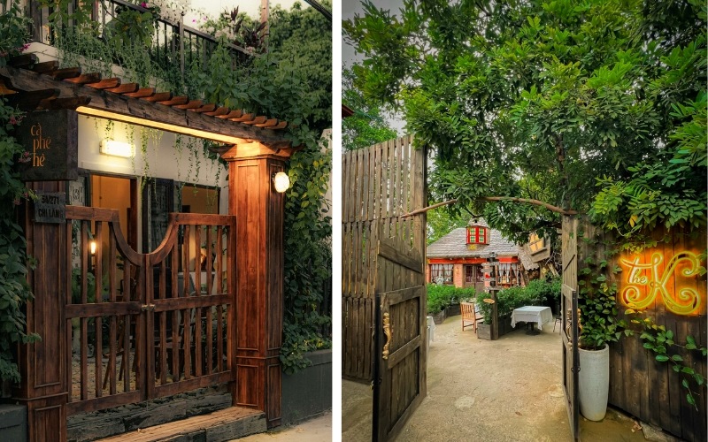 Mẫu cổng Vintage rất phù hợp với không gian quán cafe sân vườn