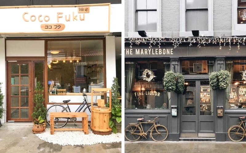 Cổng quán cafe đẹp với logo dễ nhận diện