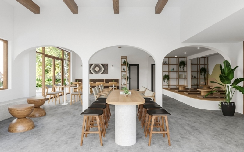 Trang trí trần quán cafe bằng thạch cao