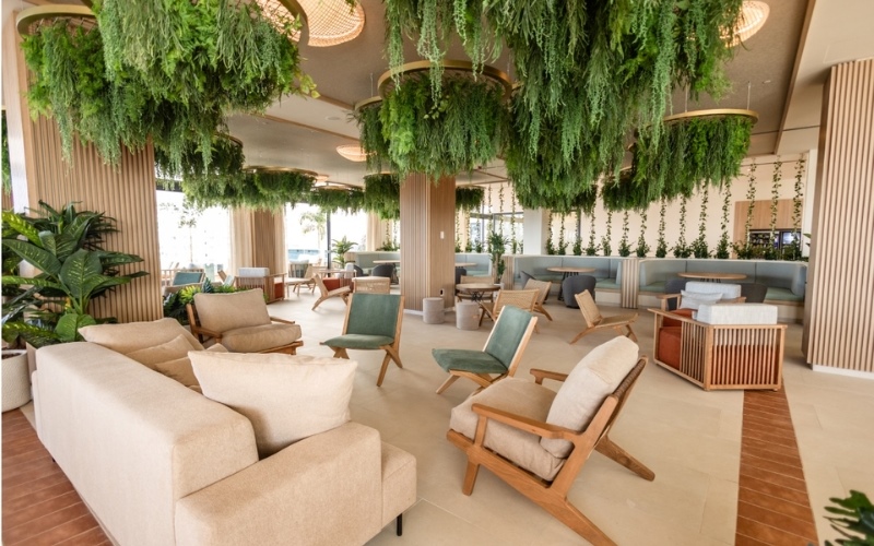 Trang trí trần quán cafe bằng cây xanh