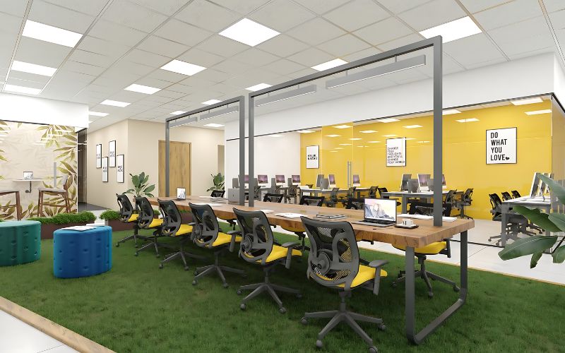 Màu sắc rực rỡ tạo điểm nhấn ấn tượng cho văn phòng