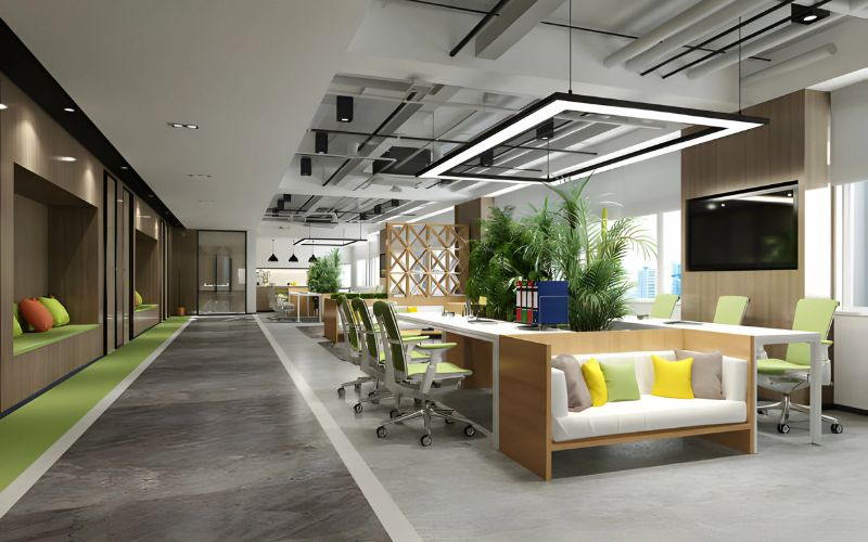 Không gian văn phòng mở thể hiện quy mô của doanh nghiệp