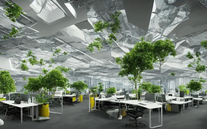 Mẫu văn phòng 300m2 phong cách Eco