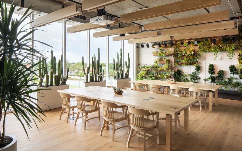 Thiết kế văn phòng 400m2 phong cách tối giản và gần gũi thiên nhiên