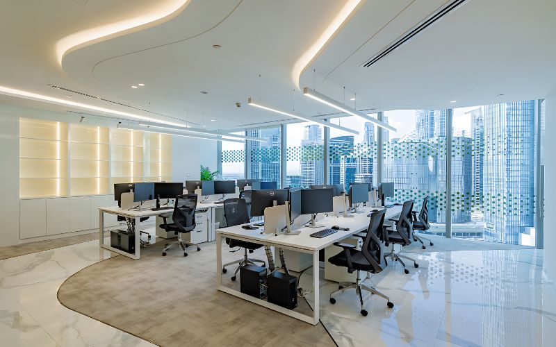 Mẫu văn phòng 90m2 hiện đại cho doanh nghiệp