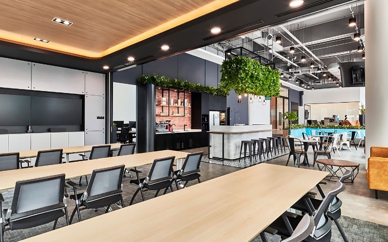 Mẫu văn phòng hiện đại kết hợp pantry tiện nghi