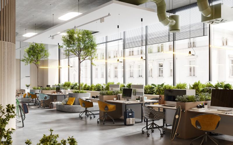 Mẫu văn phòng chuẩn leed sử dụng gỗ ép thân thiện với môi trường