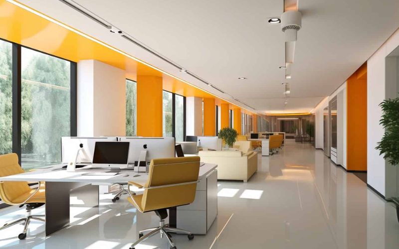 Văn phòng tối giản bộ ghế màu vàng mang lại nguồn năng lượng tích cực