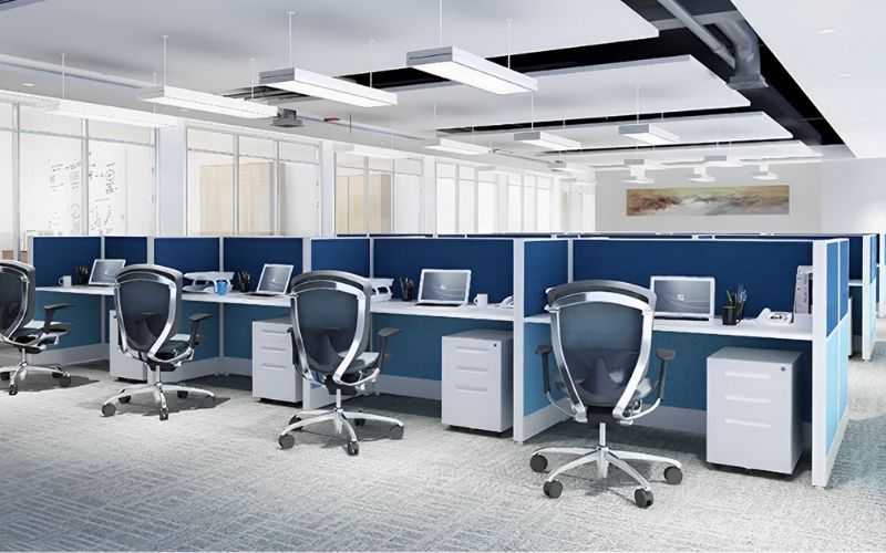 Văn phòng hiện đại với vách ngăn ván nhựa Acrylic tạo riêng tư cần thiết