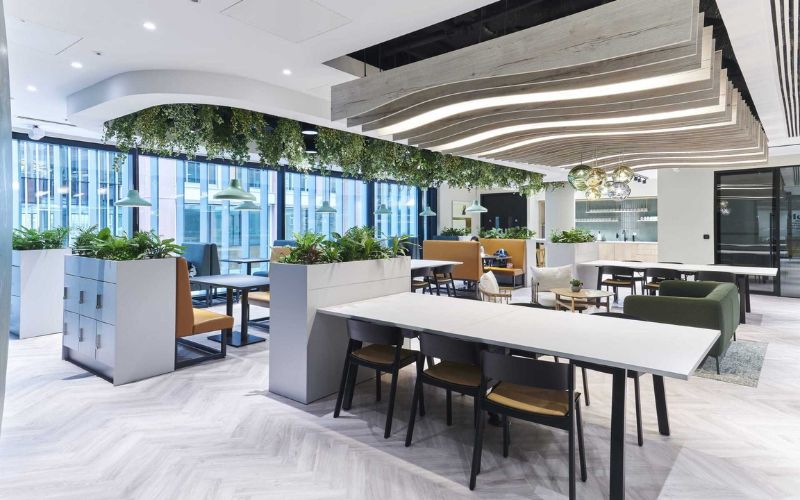 Mẫu sân vườn văn phòng chủ đề quán cafe thiết kế ngăn ô ấn tượng