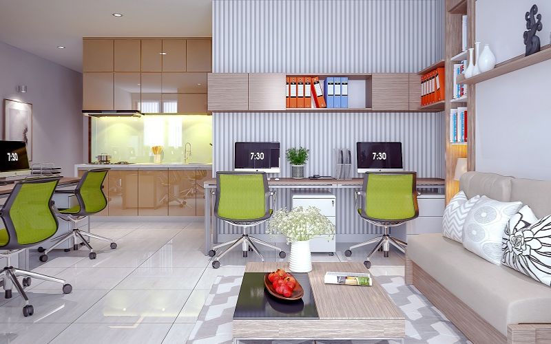 Mẫu văn phòng chung cư hiện đại với cách decor nội thất cực sáng tạo