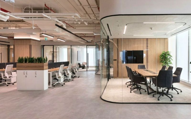 Thiết kế văn phòng đồng bộ màu thương hiệu tạo dấu ấn chuyên nghiệp với khách hàng